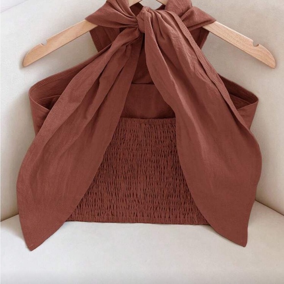 SHEIN Brown Wrap Top - Picture 2 of 3